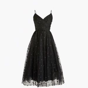 J. CREW Black Star Tulle Dress Sz 14 NWT